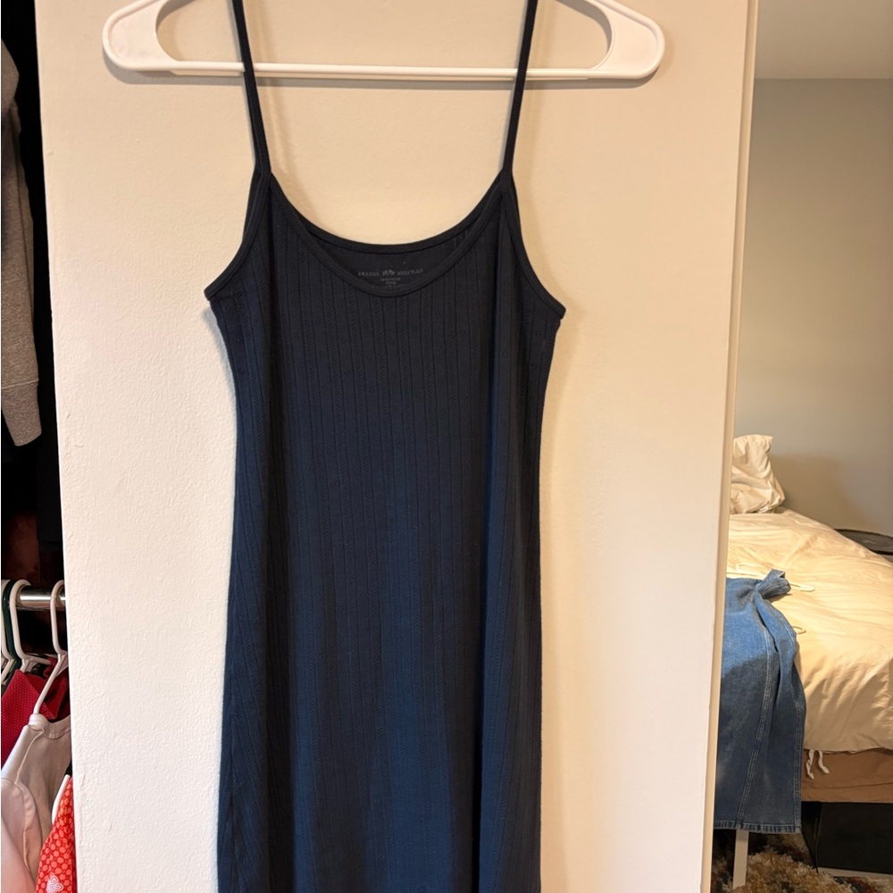 Brandy Melville Navy Ribbed Mini Slip Dress